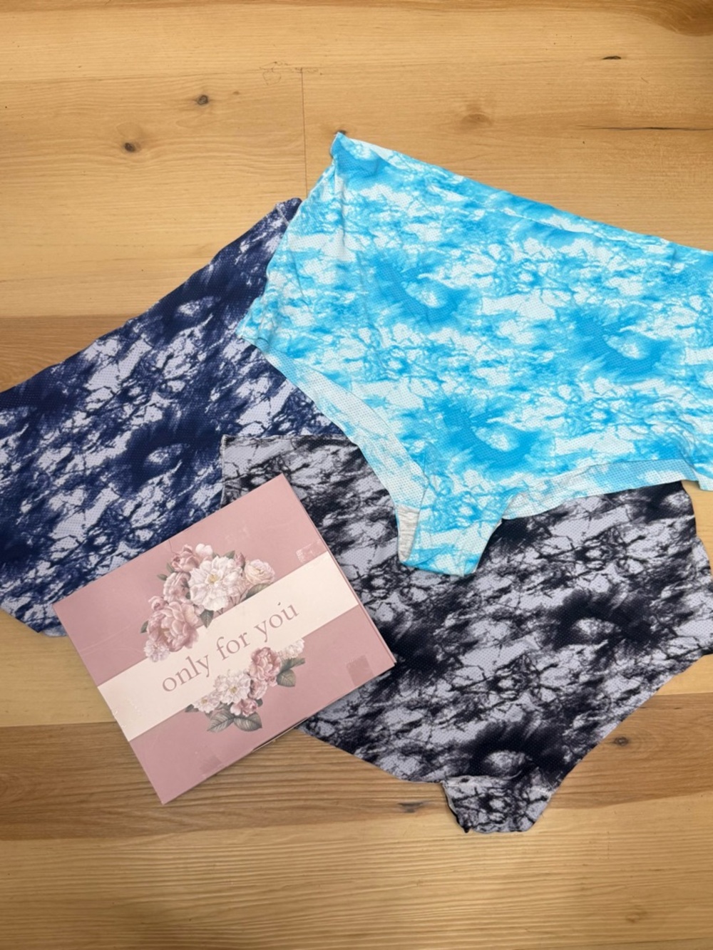 Tie -Dye Seamless Boyshort Underwear Set - Blue, Navy, Black/White XL